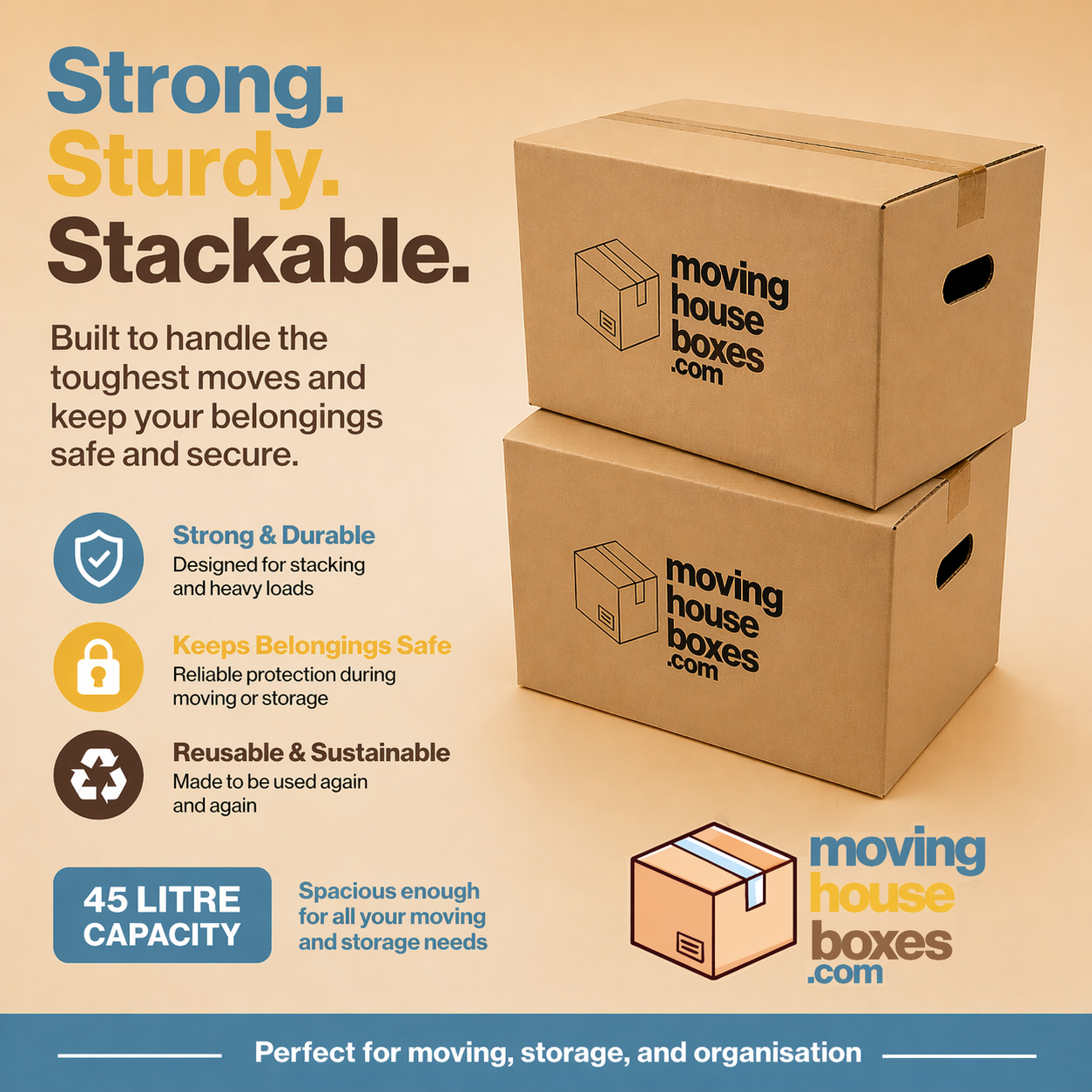 Moving Boxes 50x30x30cm 25 Pack - Image 2